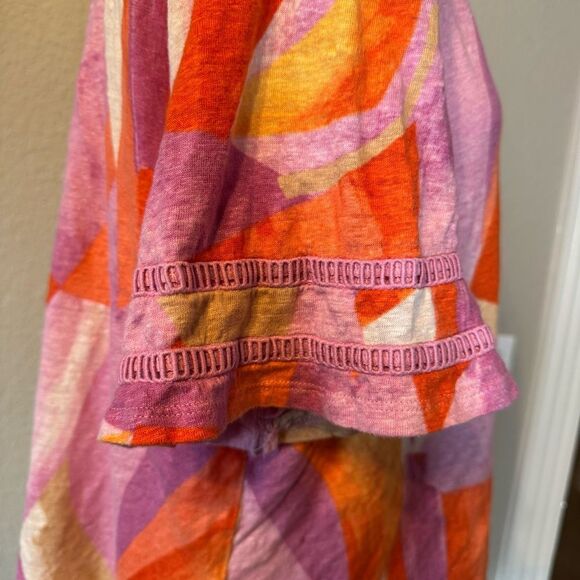 Chico's Multicolor Orange Pink Purple Abstract Blouse Top 3 16 XL - Picture 4 of 9